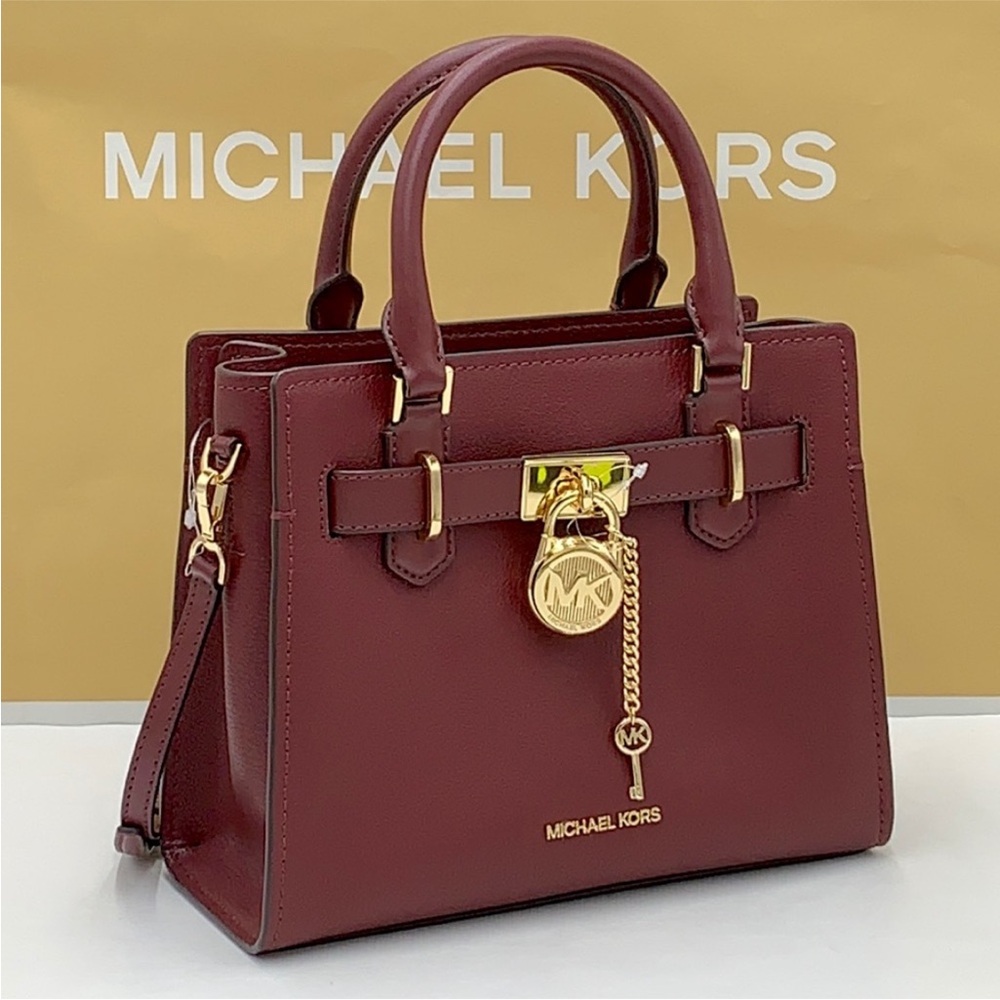 Michael Kors Hamilton Small Satchel Shoulder Crossbody Bag Merlot color